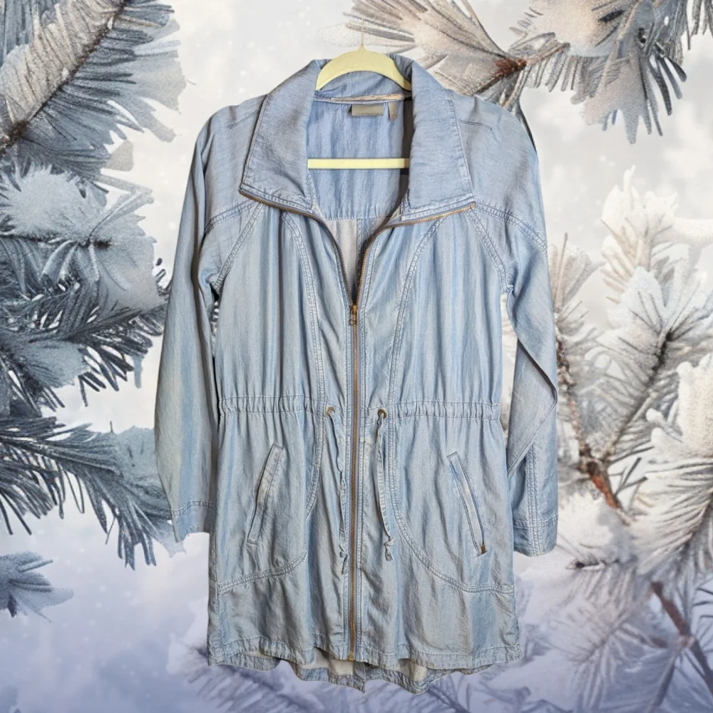 Athleta Light Blue Women's Utility Jacket with Drawstring Waist